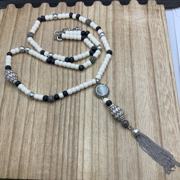 Lucky Brand Multi Color Beaded Tassel Pendant Necklace - Picture 2 of 7